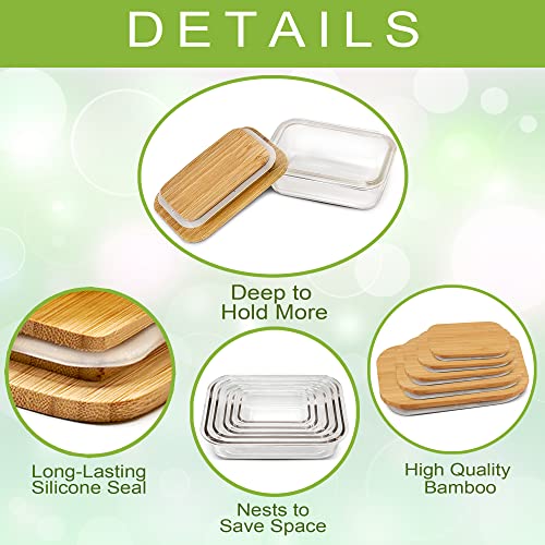 Eco-Friendly Glass Food Storage Containers with Bamboo Lids