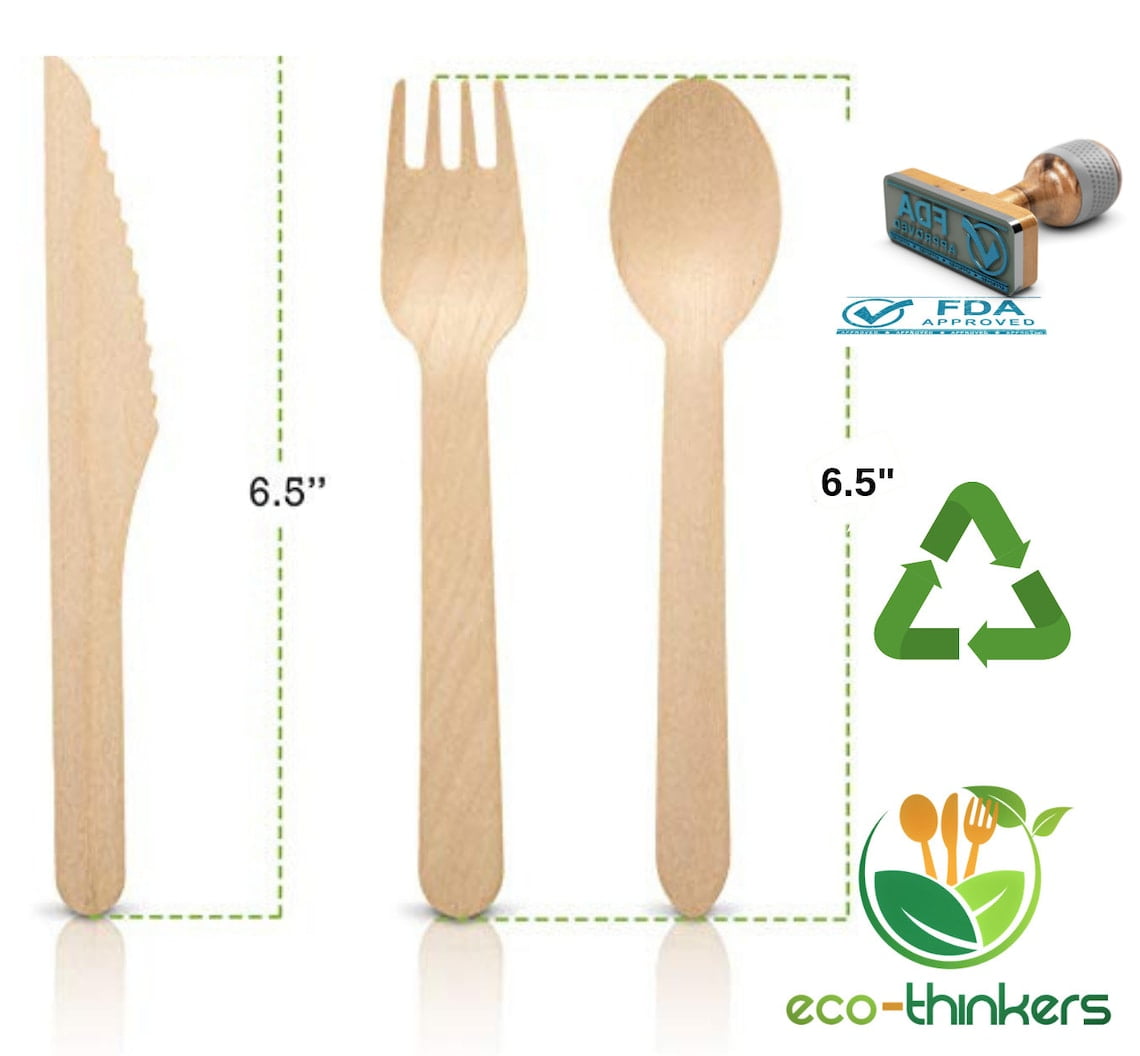 Eco-Friendly Disposable Wooden Cutlery Set - 200 Pieces