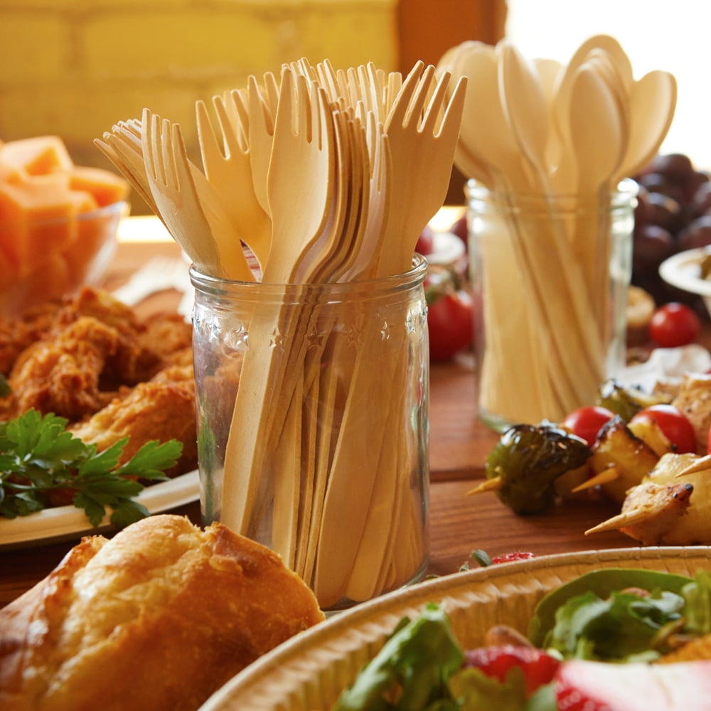 WoodAble Eco Friendly Disposable Wooden Utensils Set