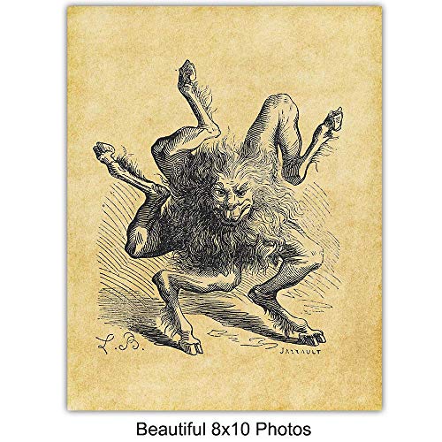 Gothic Mythical Creatures Wall Art Prints Set