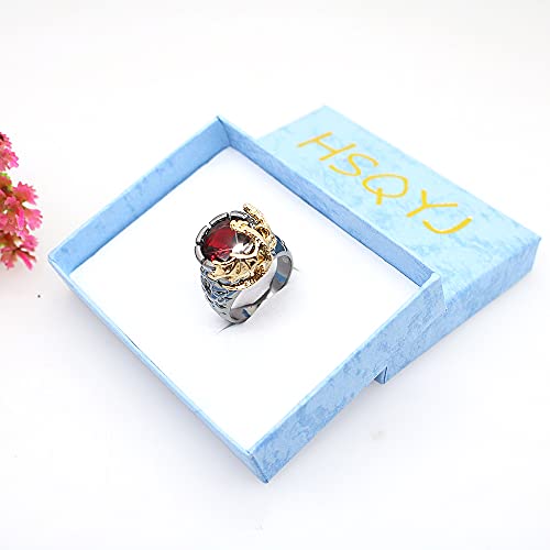 3D Dragon Ring with Red Crystal Inlay