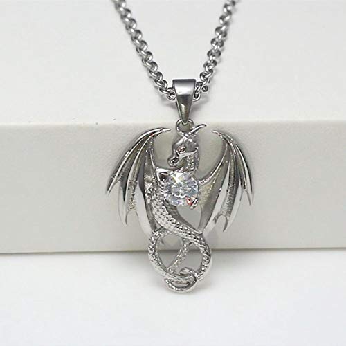 Mythical Dragon Pendant Necklace in Stainless Steel