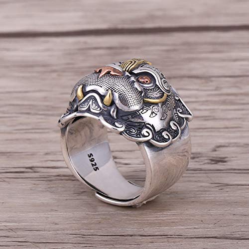 Adjustable 925 Silver Chinese Pixiu Feng Shui Ring