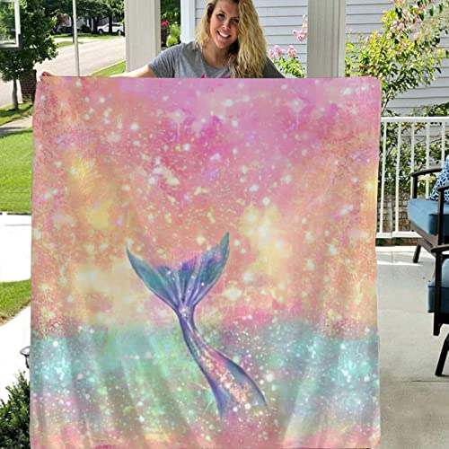Magical Mermaid Tail Flannel Throw Blanket 50"x40