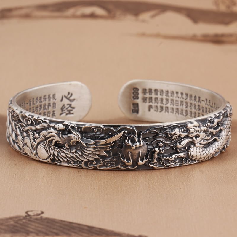 Dragon & Phoenix Sterling Silver Feng Shui Bracelet