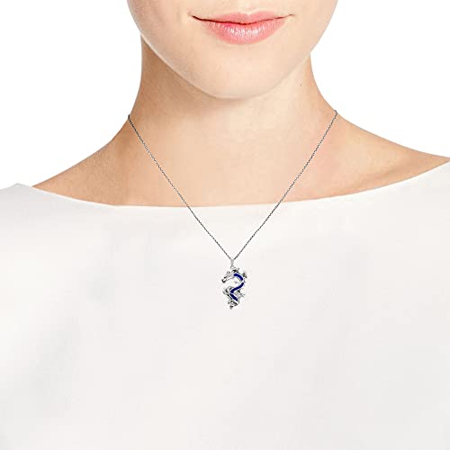 Majestic Dragon Lapis-Lazuli Sterling Silver Pendant Necklace