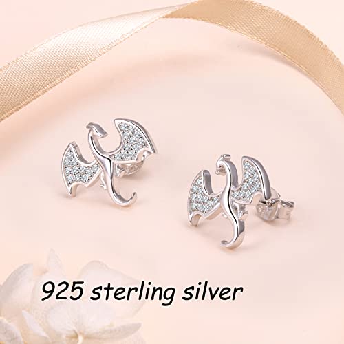 Sterling Silver Pterosaur Dragon Stud Earrings