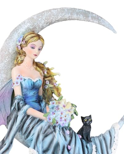 Celestial Crescent Moon Fairy Statue 11" H