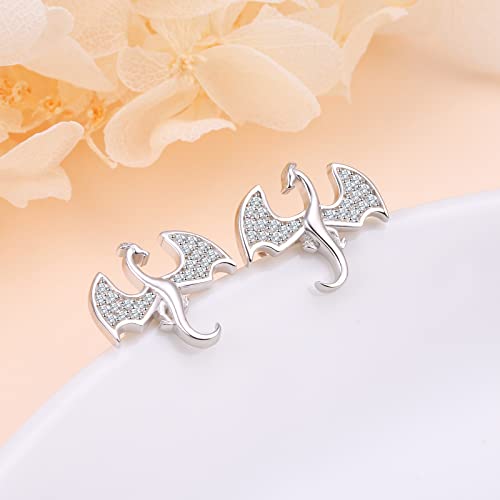 Sterling Silver Pterosaur Dragon Stud Earrings