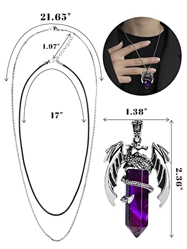Hexagonal Amethyst Dragon Pendant Necklace for All