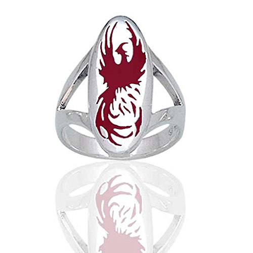 Phoenix Rising Sterling Silver Ring in Red Firebird