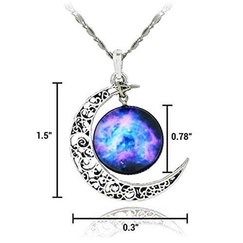 Cosmic Moon Pendant Necklace - Purple Glass