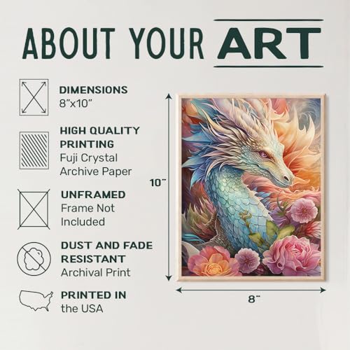 Mythical White Dragon Wall Art for Gamers