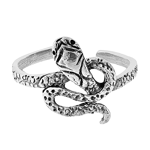 Mythical Gothic 925 Silver Snake Adjustable Ring