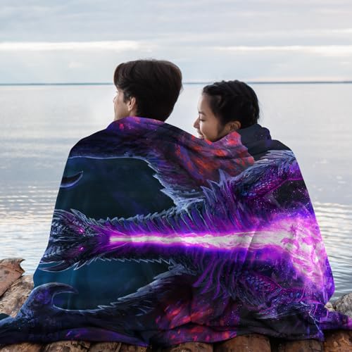 Purple Dragon Breath Plush Throw Blanket