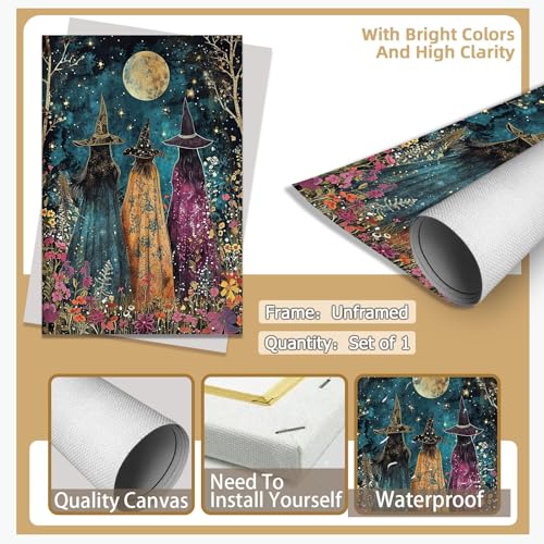 Ethereal Witches Moonlit Floral Art Print