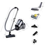 OVENTE Bagless Canister Vacuum Cleaner with 3L Dust Cup, Powerful Suction, Telescoping Wand, Retractable Cord and Accessories, 1400W Lightweight Cleaning Machine for Carpet & Hard Floor, Black ST2620B