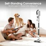 Cordless Vacuum Cleaner, 600W 50KPA 70Mins Runtime Fast Charging Vacuum Cleaner, Self-Standing LED Light Touch Screen Stick Vacuum for Home Light Weight,for Pet Hair/Carpet/Floor, White