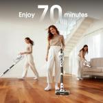Cordless Vacuum Cleaner, 600W 50KPA 70Mins Runtime Fast Charging Vacuum Cleaner, Self-Standing LED Light Touch Screen Stick Vacuum for Home Light Weight,for Pet Hair/Carpet/Floor, White
