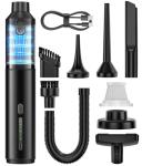 Car Vacuum Portable Cordless Handheld Vacuum Cleaner 4-in-1 Mini Cordless Vacuum with 2 Suction Modes and 16800pa Suction Power Blowing & Inflating 2 Modes Handheld Vacuum for Car, Desk, Keyboards