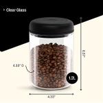 Fellow Atmos Vacuum Coffee Canister & Food Storage Container - 1.2 Liter Canister holds up to 16 oz of Coffee Beans - Airtight Food Storage Containers - Coffee Containers - 1.2 Liter - Clear Glass
