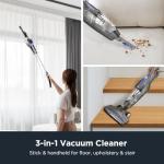 Eureka Corded Stick Vacuum Cleaner for Home Pet Hair, Lightweight Stick Vacuum Cleaner with Powerful Suction for Carpet Tile and Hard Floor, Blue, 3-in-1 Handheld Vac NES312