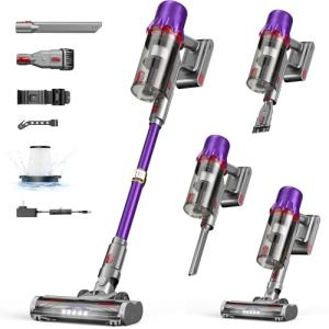 iXlion Cordless Vacuum Cleaner for Home - Powerful Stick Vacuum with HEPA Filter, 55-Min Runtime, LED Light, Anti-Tangle Brush, Detachable Battery,Lightweight Vacuum for Pet Hair,Carpets & Hard Floors