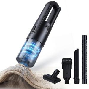 VIPDIGI Handheld Vacuum Cordless, 5-in-1 Car Vacuum Portable Cordless 30 Mins Rapid Rechargeable Hand Vacuum Brushless Motor 19000Pa Strong Suction, Dust Busters for Car Home with 4 Nozzles, Black