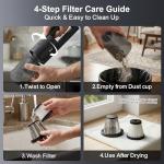 VIPDIGI Handheld Vacuum Cordless, 5-in-1 Car Vacuum Portable Cordless 30 Mins Rapid Rechargeable Hand Vacuum Brushless Motor 19000Pa Strong Suction, Dust Busters for Car Home with 4 Nozzles, Black