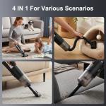 VIPDIGI Handheld Vacuum Cordless, 5-in-1 Car Vacuum Portable Cordless 30 Mins Rapid Rechargeable Hand Vacuum Brushless Motor 19000Pa Strong Suction, Dust Busters for Car Home with 4 Nozzles, Black