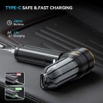 Portable Cordless Car Vacuum Cleaner,Mini Handheld Vacuum Cordless for Car,With Battery Level and Gear Display,High Power Suction of 17000PA,Large Battery Capacity and Supports Fast Charging