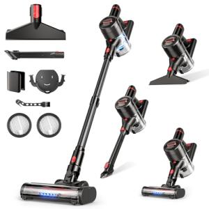 Zyxrona Cordless Vacuum Cleaner, 450W/40Kpa Stick Vacuum with Powerful Suction, 50Min Vacuum Cleaner for Home, Anti-tangle and 1L Dust Cup, 8 in 1 Lightweight Vacuum for Hardwood Floor Carpet Pet Hair