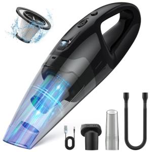 BSRCO Handheld Vacuum Cordless Rechargeable, Mini Car Vacuum Cleaner with LED, USB Charge, 1.65LBs Hand Vacuum Cordless, 25 Minutes Run Time for Car/Home/Pet Hair