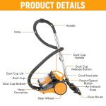 Hoteche 800W Canister Vacuum – 2.5L Powerful & Quiet Cleaner for Hard Floors, Carpets & Pet Hair