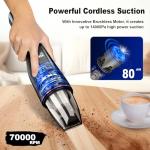 DRECELL Handheld Vacuum Cleaner, Car Vacuum with Brushless Motor & 14000Pa Powerful Suction,1.2Lbs Lightweight, LED Light, Slim Mini Vacuum Cleaner for Car Home Office Pet Hair