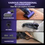 Pet Hair Handheld Vacuum Cordless: 20000PA High Power Car Vacuum with Motorized Brush and LED Light, Rechargeable Hand Held Vacuum Cleaner with Reusable Filter for Car, Home, Office & Pet, Purple