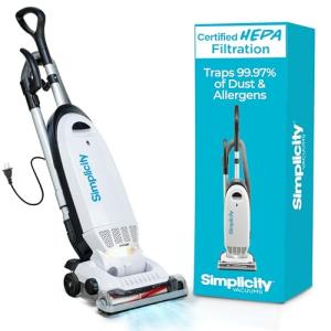 Simplicity Vacuums Allergy Bagged Vacuum Cleaners for Home, Carpet, Rugs, and Hardwood, Multi Surface Upright Vacuum Cleaner with Certified HEPA Vacuum, Pet Vacuum, S20EZM