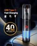 SEALIGHT Car Vacuum Portable Cordless, Handheld Cordless with High Power, Type-C Charging, 2 Suction Modes, Up to 40 Mins Runtime, Small Mini Vacuum for Car, Pet, Home
