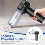 Sycoodeal Handheld Car Vacuum Cleaner, 25000PA Strong Cyclonic Suction Portable Mini Vacuum Cordless with Digital Display Lightweight Handheld for Pet Hair, Car, Home, Office, Kitchen