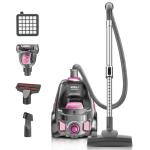 PKUYIE Canister Vacuum Cleaner, 40Kpa 1600W Cyclon Power Bagless Canister Vacuum Cleaners for Home, 3.7QT Large Dust Cup, Lightweight Vac for Hard Floors, Carpets, Pet Hair,Pink