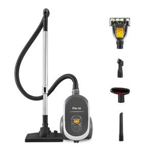 Aircliff Canister Vacuum Cleaner, Specially Designed Nozzle for Pet Family, 1200W & 17Kpa Strong Suction, 2 HEPA Filters & 5 Cleaning Tools for Hard Floor, Carpet, Upholstery, Pet Hair(Sliver)