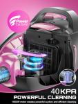 PKUYIE Canister Vacuum Cleaner, 40Kpa 1600W Cyclon Power Bagless Canister Vacuum Cleaners for Home, 3.7QT Large Dust Cup, Lightweight Vac for Hard Floors, Carpets, Pet Hair,Pink