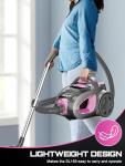 PKUYIE Canister Vacuum Cleaner, 40Kpa 1600W Cyclon Power Bagless Canister Vacuum Cleaners for Home, 3.7QT Large Dust Cup, Lightweight Vac for Hard Floors, Carpets, Pet Hair,Pink