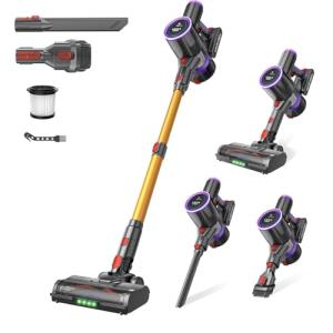 UKDMROX Cordless Stick Vacuum Cleaner: 550W 50KPA 45Mins with Powerful Suction, Self-Standing Lightweight Wireless Rechargeable Handheld Vacuum with Touch Screen for Home Pet Hair/Carpets/Floors