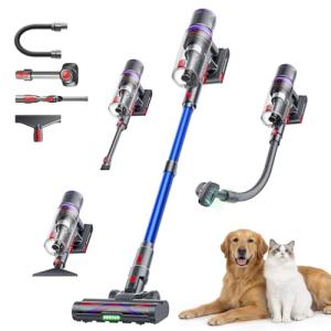 SMOTURE Cordless Vacuum Cleaner, 650W 55KPA 70 Mins Vacuum Cleaners for Home, Pet Brush & Sofa Brush, 3.3Ft Hose, Wall-Mount Charging, Stick Vacuum for Pet Hair/Sofa/Carpet/Hard Floor