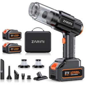 ZARIMI Car Vacuum Portable Cordless, 50000Pa High Power Rechargeable Dust Buster with 2 Batteries & Charger, 6-in-1 Handheld Vacuum Cleaners for Home, Car, Pet Hair, Keyboard, Graphite Black