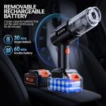 ZARIMI Car Vacuum Portable Cordless, 50000Pa High Power Rechargeable Dust Buster with 2 Batteries & Charger, 6-in-1 Handheld Vacuum Cleaners for Home, Car, Pet Hair, Keyboard, Graphite Black