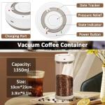 YINDUZ Automatic Vacuum Coffee Canister, 1.35L Airtight Coffee Canister for 18oz Coffee Beans, One-Button Operation & Date Tracker, Coffee & Food Storage Container, Coffee Bar Accessories, Gifts