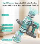 Yassol S10K Cordless Vacuum Cleaner, 55Kpa 60mins Lightweight Stick Vacuum with Powerful Suction for Home, Rechargeable, Self-Standing, Handheld Vacuum Cleaners for Hardwood Floors, Carpets, Pet Hair