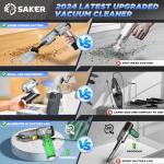 Saker Handheld Car Vacuum Portable Cordless17000PA Mini Vacuums Rechargeable Foldable Vacuum Cleaner with Brushless Motor for Home,Office Pet HL132 Black